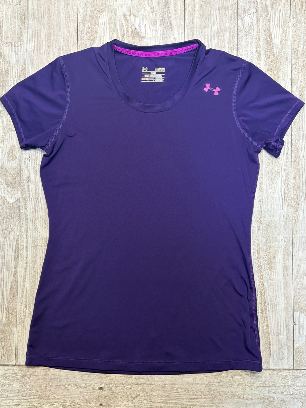 Under Armour Purple Short Sleeve Performance Tee with Pink Logo